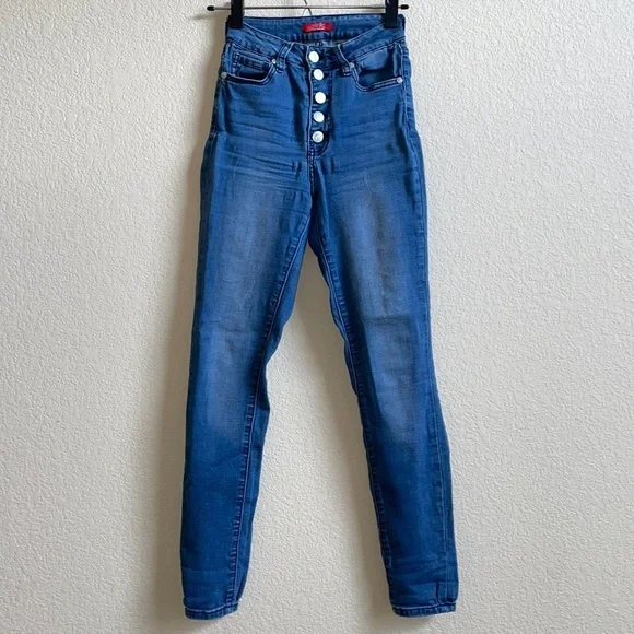 HH JEANS LOS ANGELES stretch 5 button high rise skinny jeans in women’s size 0 - Picture 2 of 10